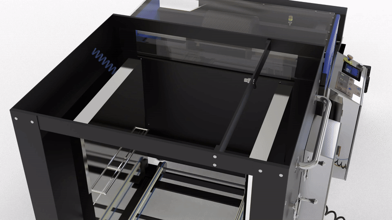 Industrial printer adjusting internal mechanisms automatically